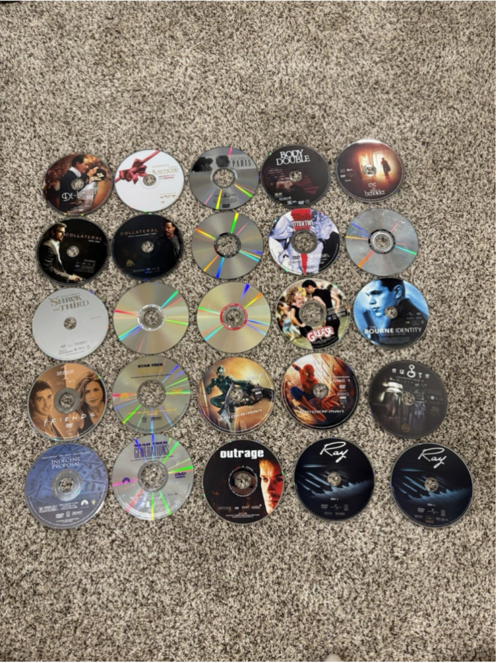 Lot 25 DVDs Action Drama Bourne Grease Spider Man Disc Only B1